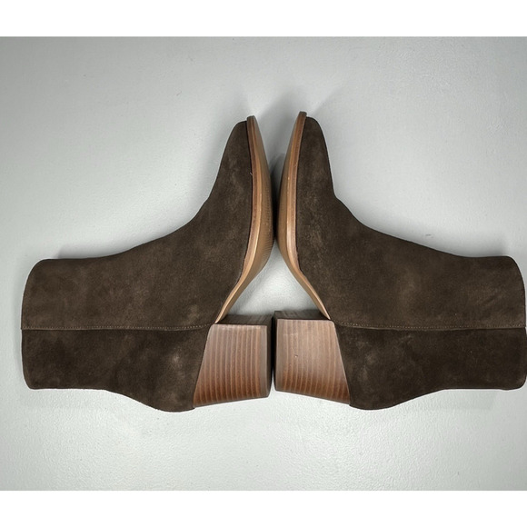 Talbot Ankle Boots Womens 6M Brown Suede Leather Pointed Toe Block Heel Side Zip - Picture 4 of 8